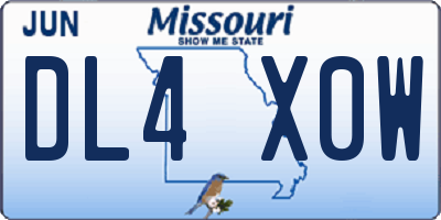 MO license plate DL4X0W