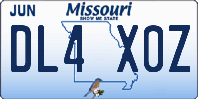MO license plate DL4X0Z