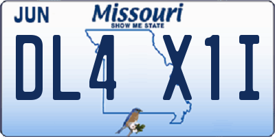 MO license plate DL4X1I