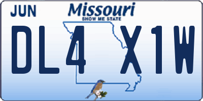 MO license plate DL4X1W