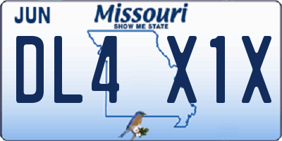 MO license plate DL4X1X