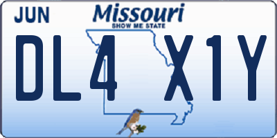 MO license plate DL4X1Y