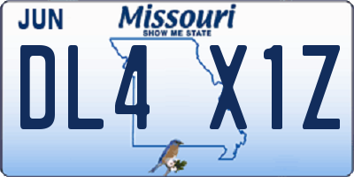 MO license plate DL4X1Z