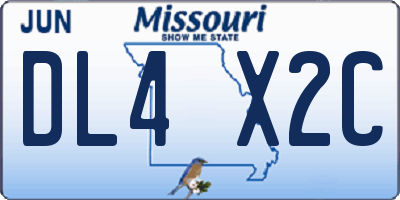 MO license plate DL4X2C