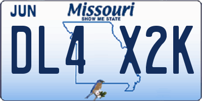 MO license plate DL4X2K