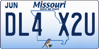 MO license plate DL4X2U