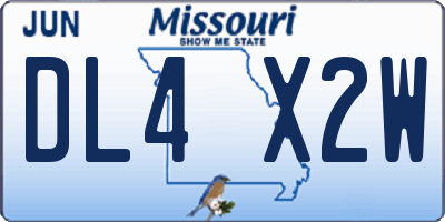 MO license plate DL4X2W