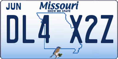 MO license plate DL4X2Z
