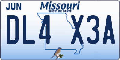 MO license plate DL4X3A