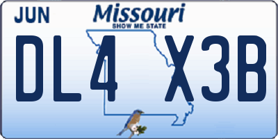 MO license plate DL4X3B