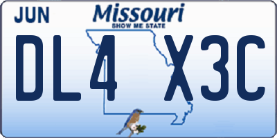 MO license plate DL4X3C
