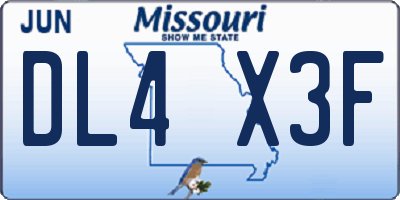 MO license plate DL4X3F