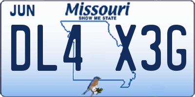 MO license plate DL4X3G