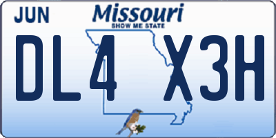 MO license plate DL4X3H