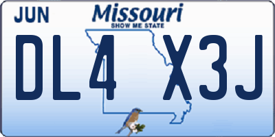 MO license plate DL4X3J