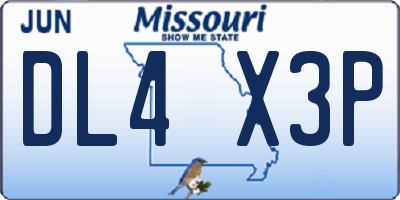 MO license plate DL4X3P