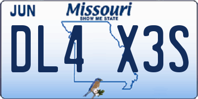MO license plate DL4X3S