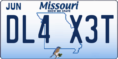 MO license plate DL4X3T