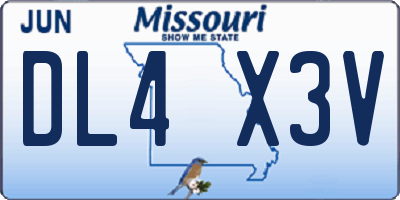 MO license plate DL4X3V