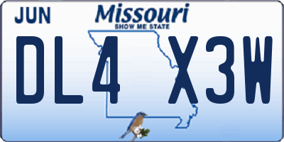 MO license plate DL4X3W