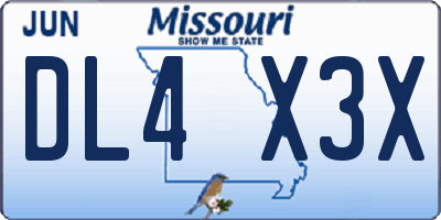 MO license plate DL4X3X