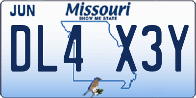 MO license plate DL4X3Y