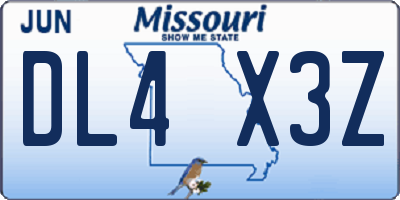 MO license plate DL4X3Z