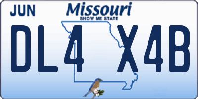 MO license plate DL4X4B