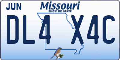MO license plate DL4X4C