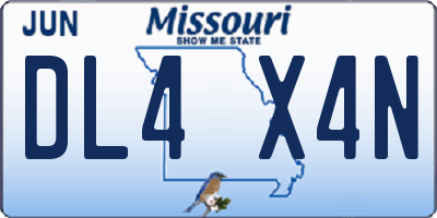 MO license plate DL4X4N