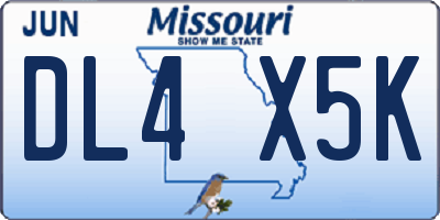 MO license plate DL4X5K