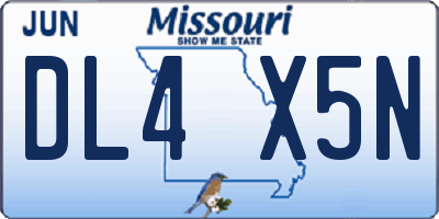 MO license plate DL4X5N