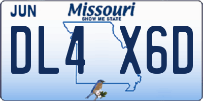 MO license plate DL4X6D