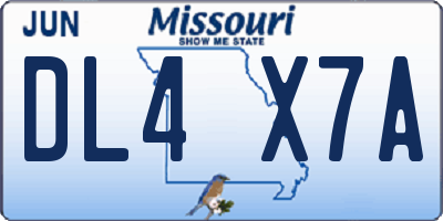 MO license plate DL4X7A