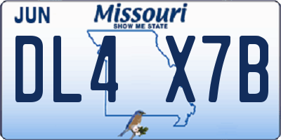 MO license plate DL4X7B