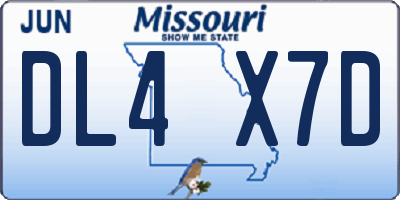 MO license plate DL4X7D