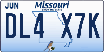 MO license plate DL4X7K