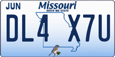 MO license plate DL4X7U