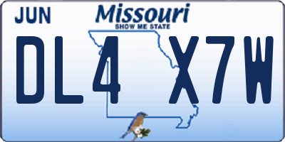 MO license plate DL4X7W
