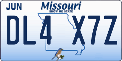 MO license plate DL4X7Z