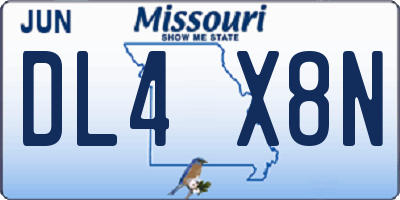 MO license plate DL4X8N