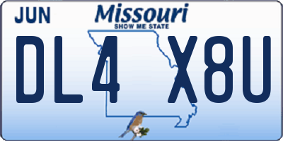MO license plate DL4X8U
