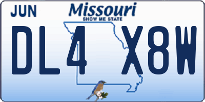 MO license plate DL4X8W