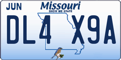 MO license plate DL4X9A