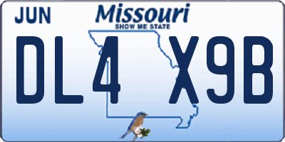 MO license plate DL4X9B