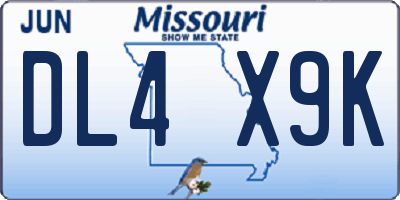 MO license plate DL4X9K