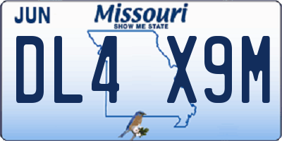 MO license plate DL4X9M