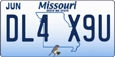 MO license plate DL4X9U