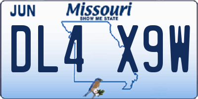 MO license plate DL4X9W