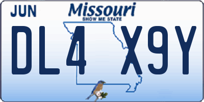 MO license plate DL4X9Y